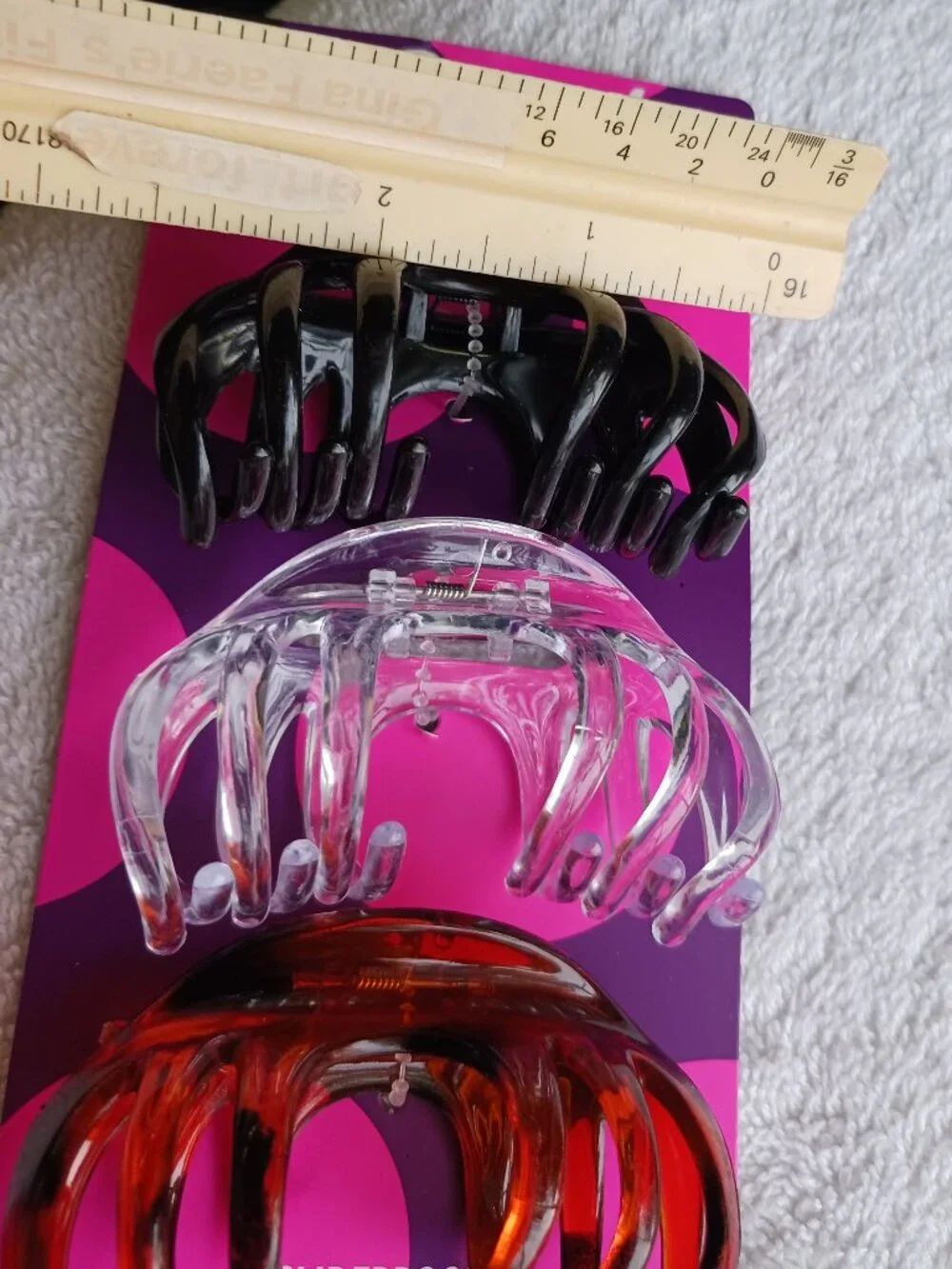 3 Goody Slideproof Large Plastic Claw Clips Hair Jaw Curved Teeth Stay Put Grip